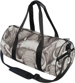 Cute Cartoon Mammoth Elephants Gym Duffle Bag Women Men Sports Fitness Bag for Travel Workout Gymnastics Dance Ballet