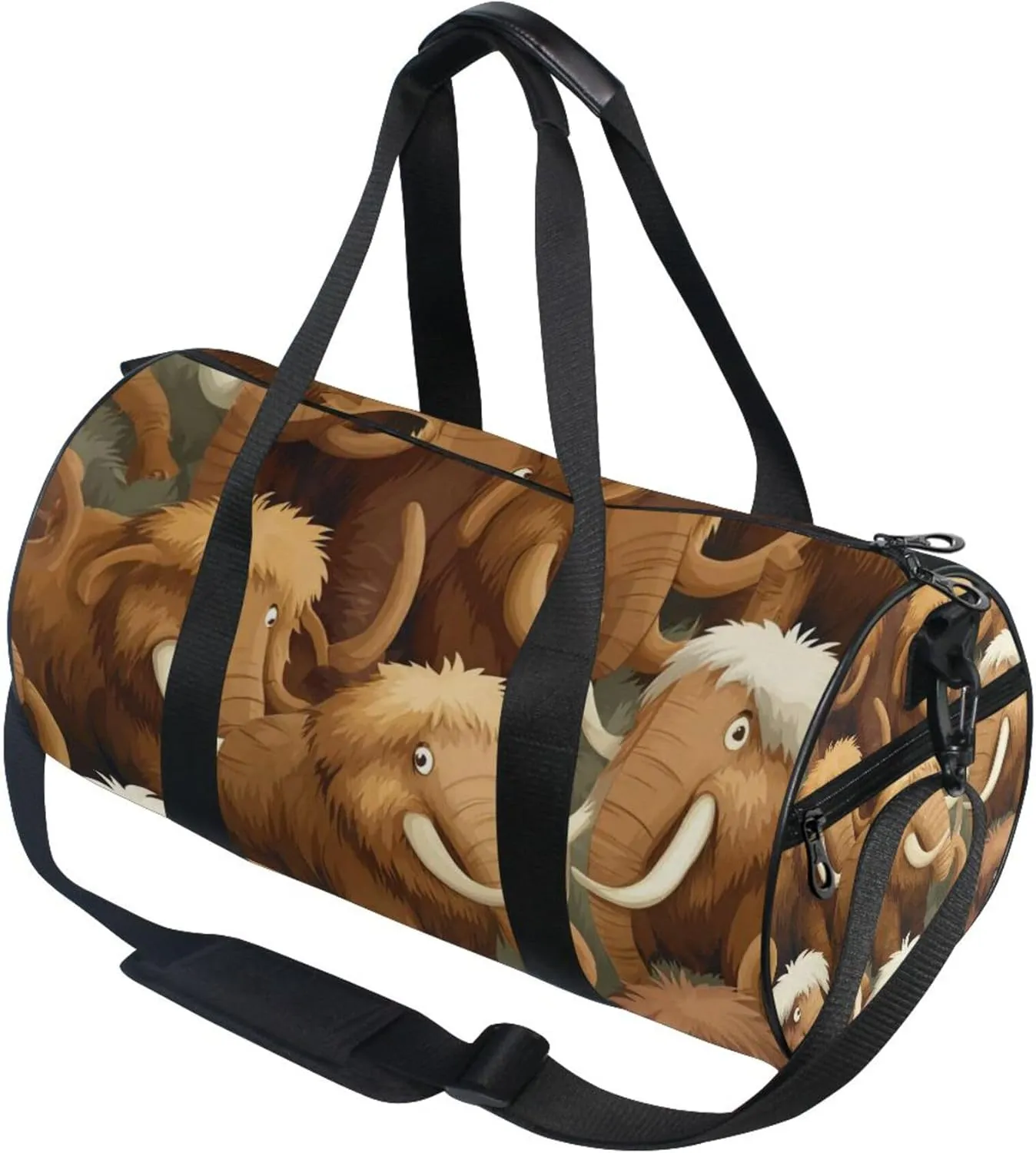 Cute Cartoon Mammoth Gym Duffle Bag Women Men Sports Fitness Bag for Travel Workout Gymnastics Dance Ballet