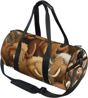 Cute Cartoon Mammoth Gym Duffle Bag Women Men Sports Fitness Bag for Travel Workout Gymnastics Dance Ballet