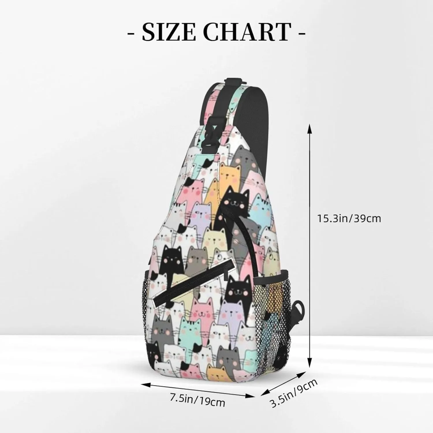Cute Cat Sling Backpack,Fashion Shoulder Bags Adjustable Crossbody Chest Bag for Women Men Travel Hiking Daypack