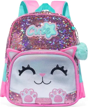 Cute Cat Toddler Backpacks for Girls 2-4 Kids Preschool Backpacks for Girls Pink Kindergarten Backpack Ages 2-4 Mini Small Backpack Little Girl Back to School Supplies