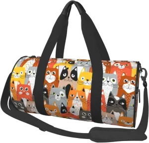 Cute Cats Sports Gym Bag Travel Duffel Bag Shoes Compartment For Men Women Foldable Lightweight Yoga Gym Sports Bag
