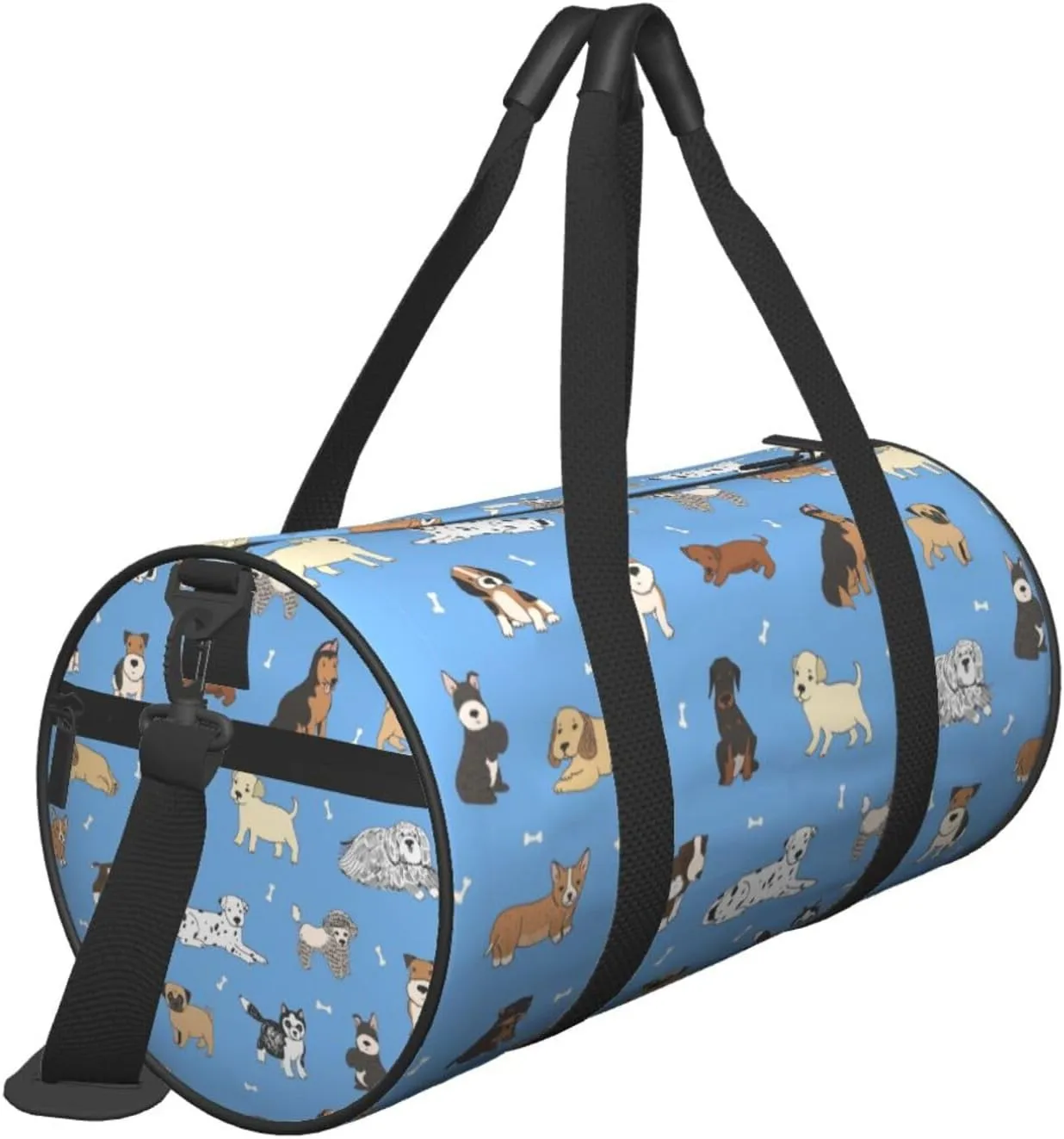 Cute Dogs Blue Background Sports Gym Bag Travel Duffel Bag Shoes Compartment For Men Women Foldable Lightweight Yoga Gym Sports Bag