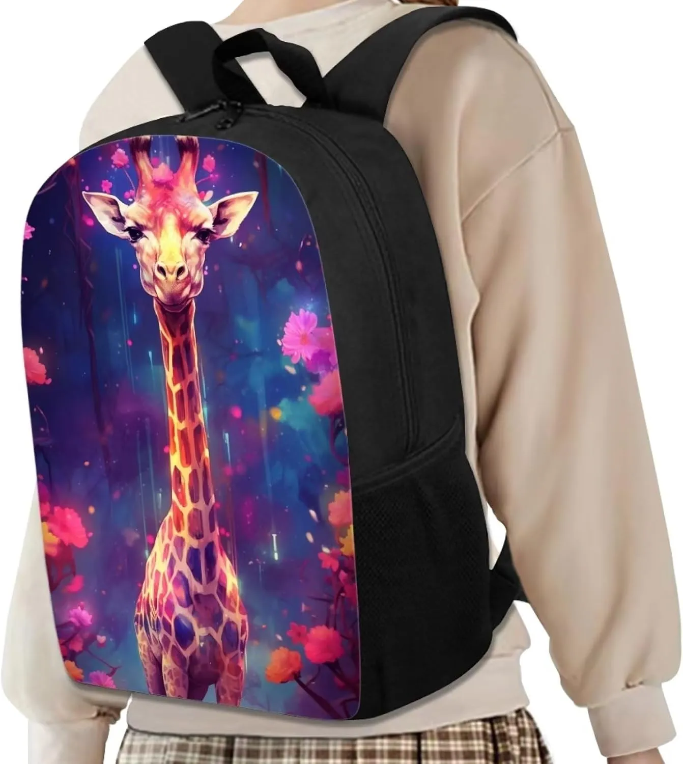Cute Floral Giraffe Lightweight Cool Graffiti Animal Backpacks Girls School Bags Kids Bookbags Cool Travel Daypack For Boys Girls