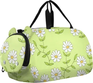 Cute Floral White Flowers Duffel Bags for Boys Small Gym Bags for Teens Dance Bag for Girls