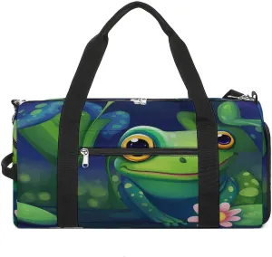 Cute Frog Gym Bag Travel Duffel Bag Sports Tote Bag Workout Bag Weekender Bag for Women Men