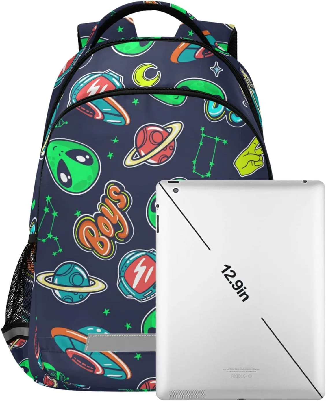 Cute Green Alien Kids Backpack for Boys Space Planet School Backpacks Preschool Toddler BookBags Kindergarten Elemetary School Bags