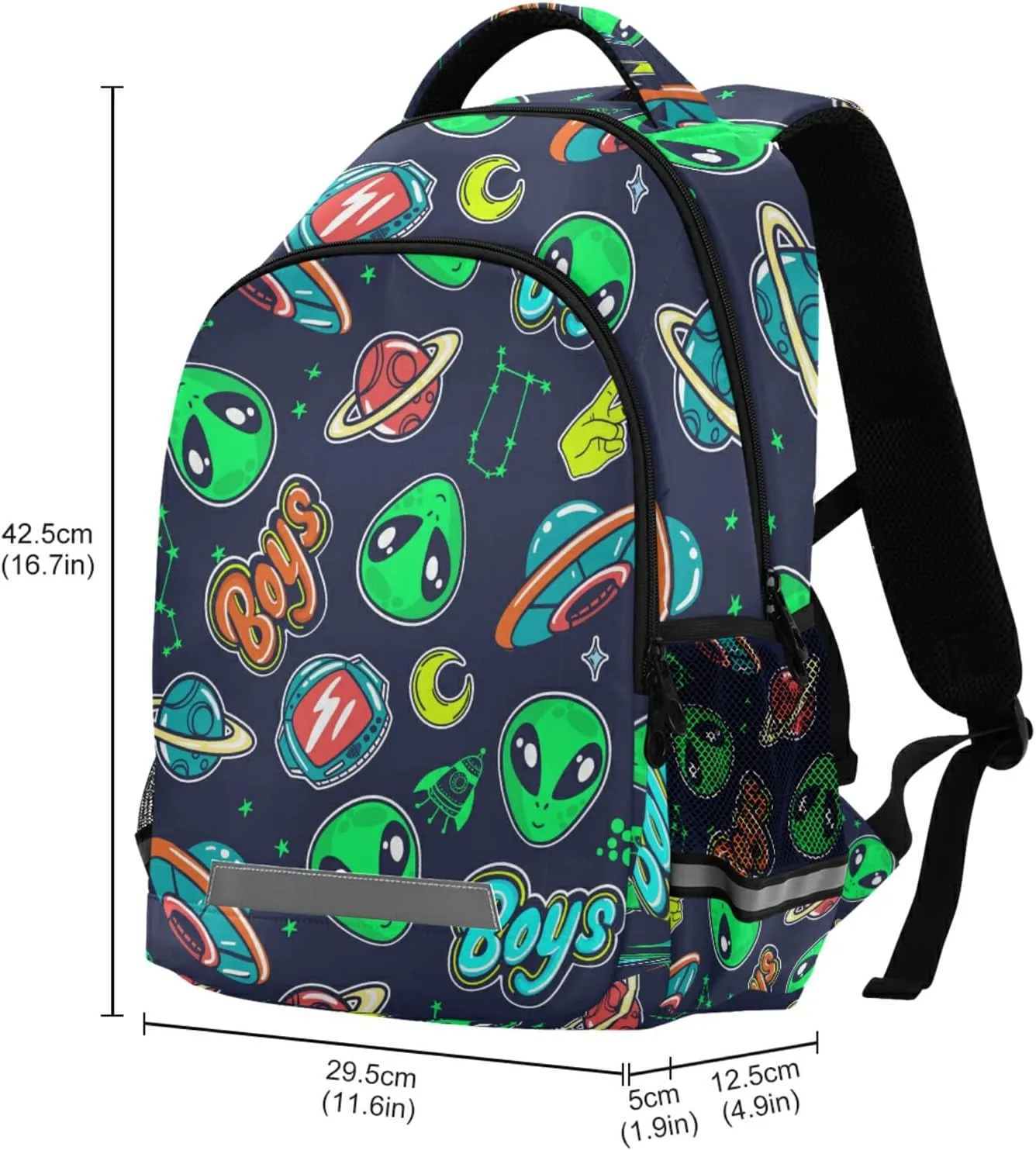 Cute Green Alien Kids Backpack for Boys Space Planet School Backpacks Preschool Toddler BookBags Kindergarten Elemetary School Bags