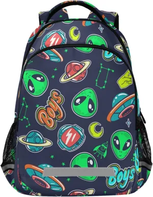 Cute Green Alien Kids Backpack for Boys Space Planet School Backpacks Preschool Toddler BookBags Kindergarten Elemetary School Bags