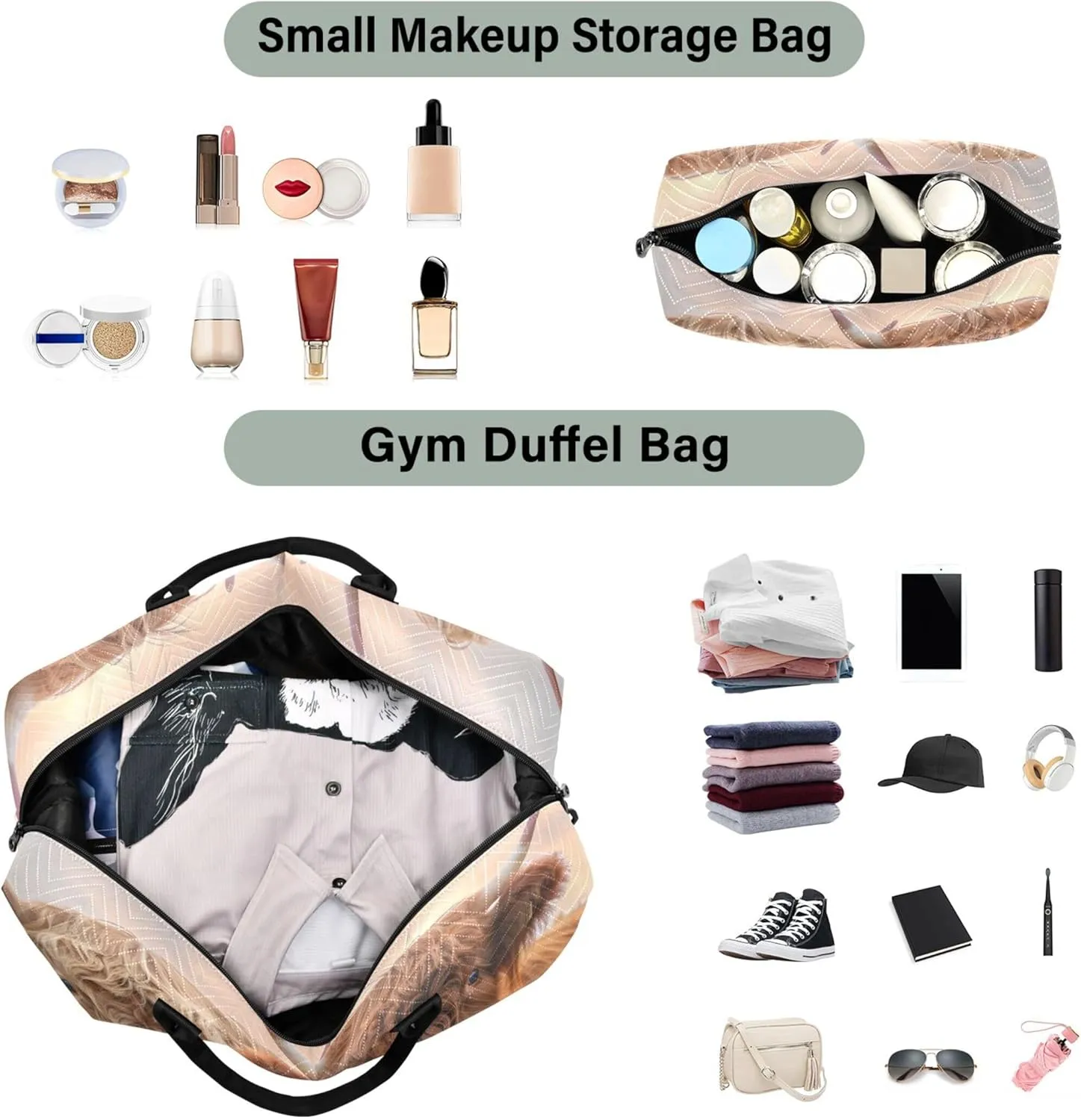 Cute Highland Cows Travel Duffel Bag Toiletry Bag Set of 2, Funny Womens Gym Tote Carry on Duffle