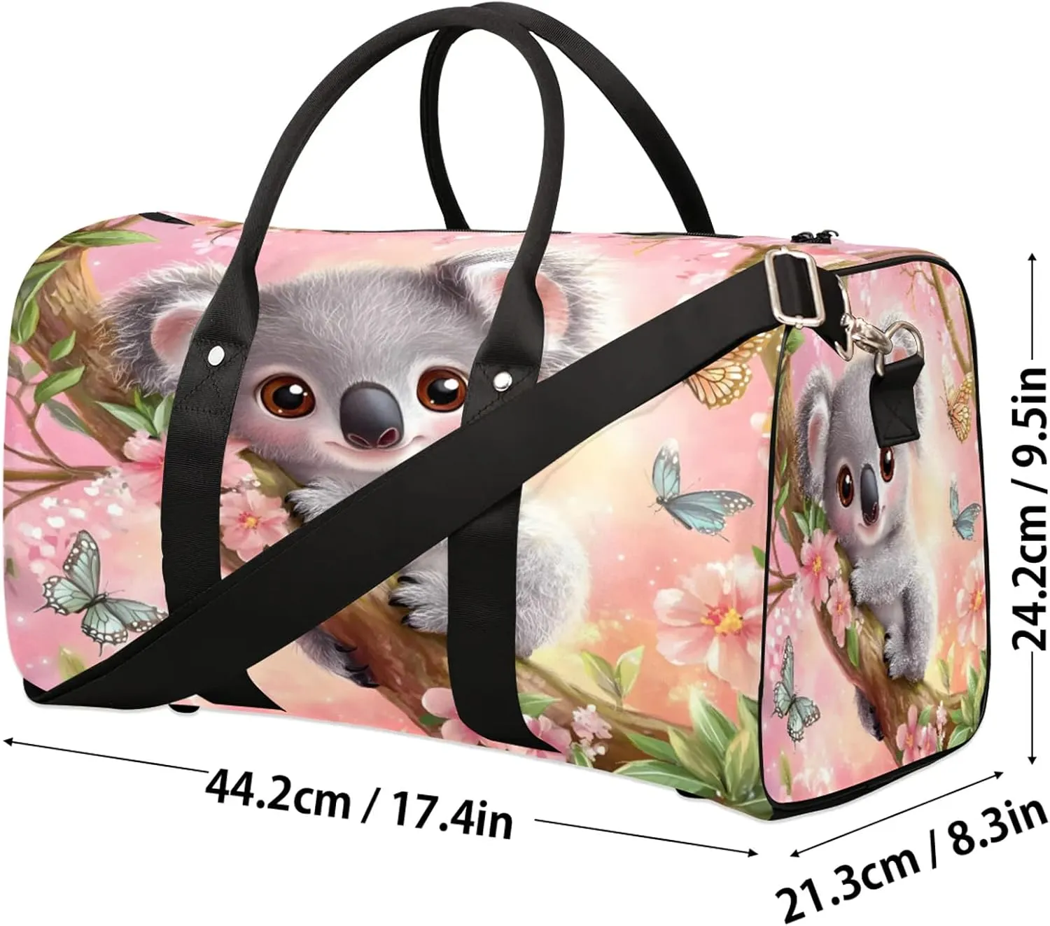 Cute Koala Duffle Bag for Travel, Overnight Weekend Gym Carry On Luggage Bag, Animals Travel Duffel Bag for Men Women