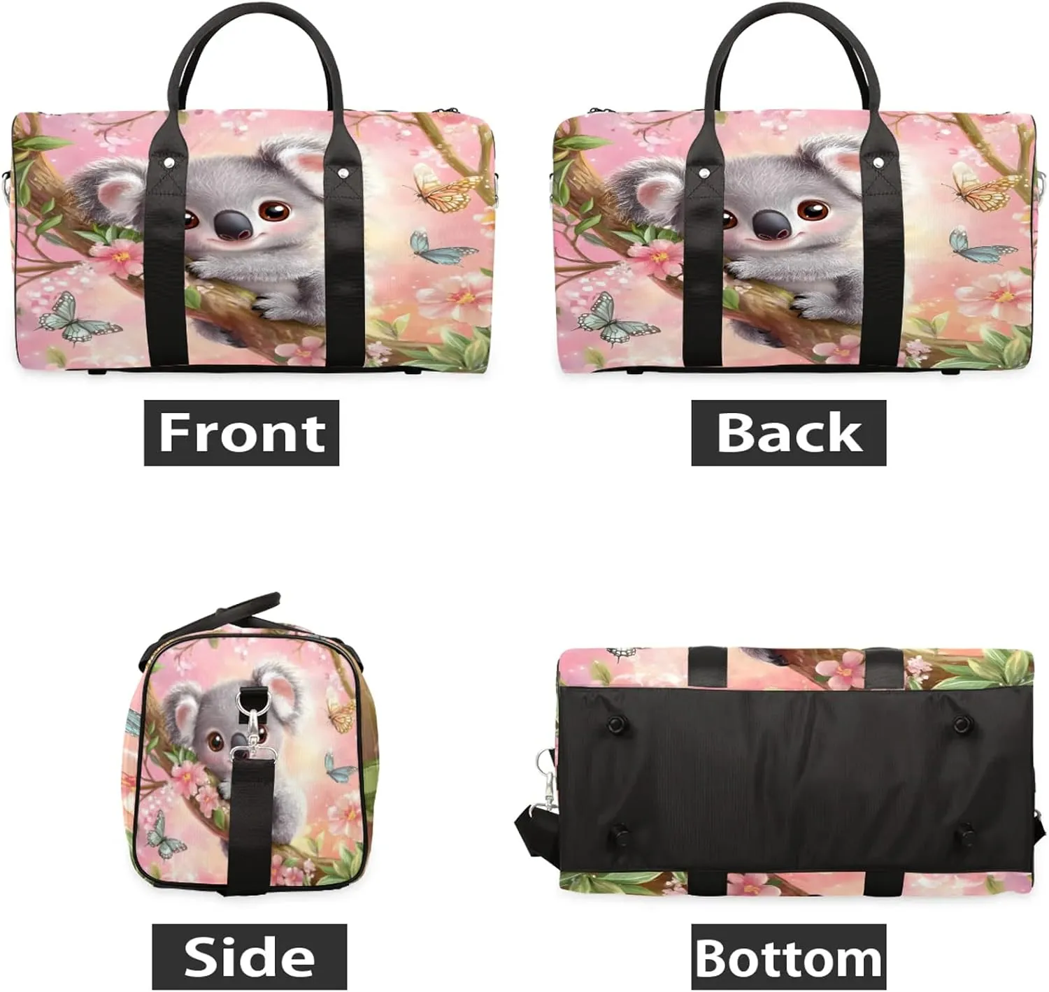 Cute Koala Duffle Bag for Travel, Overnight Weekend Gym Carry On Luggage Bag, Animals Travel Duffel Bag for Men Women