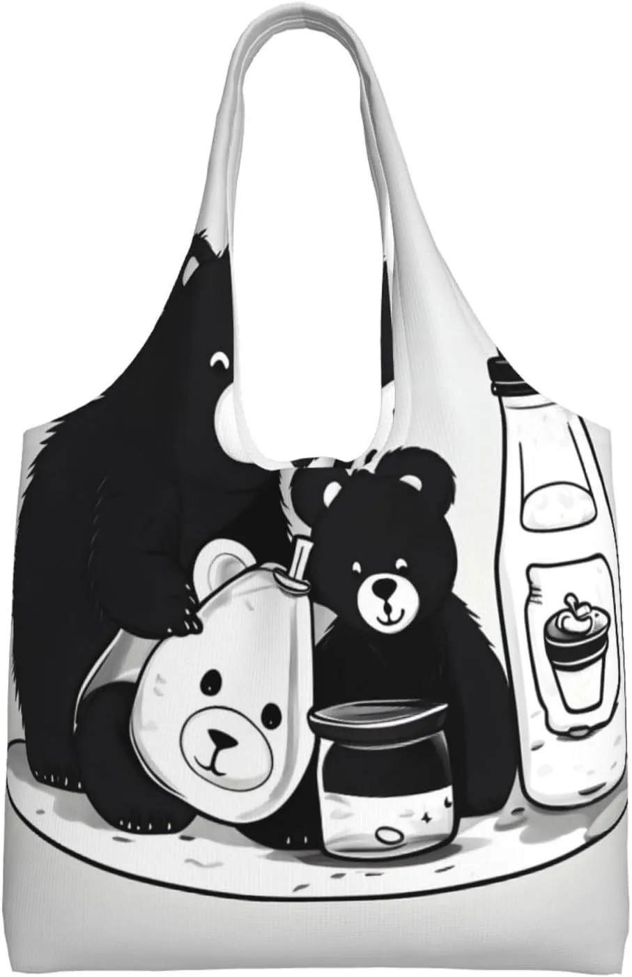 Cute milk bottle bear Printed Shoulder Bag - Suitable for sturdy canvas bags, shopping bags