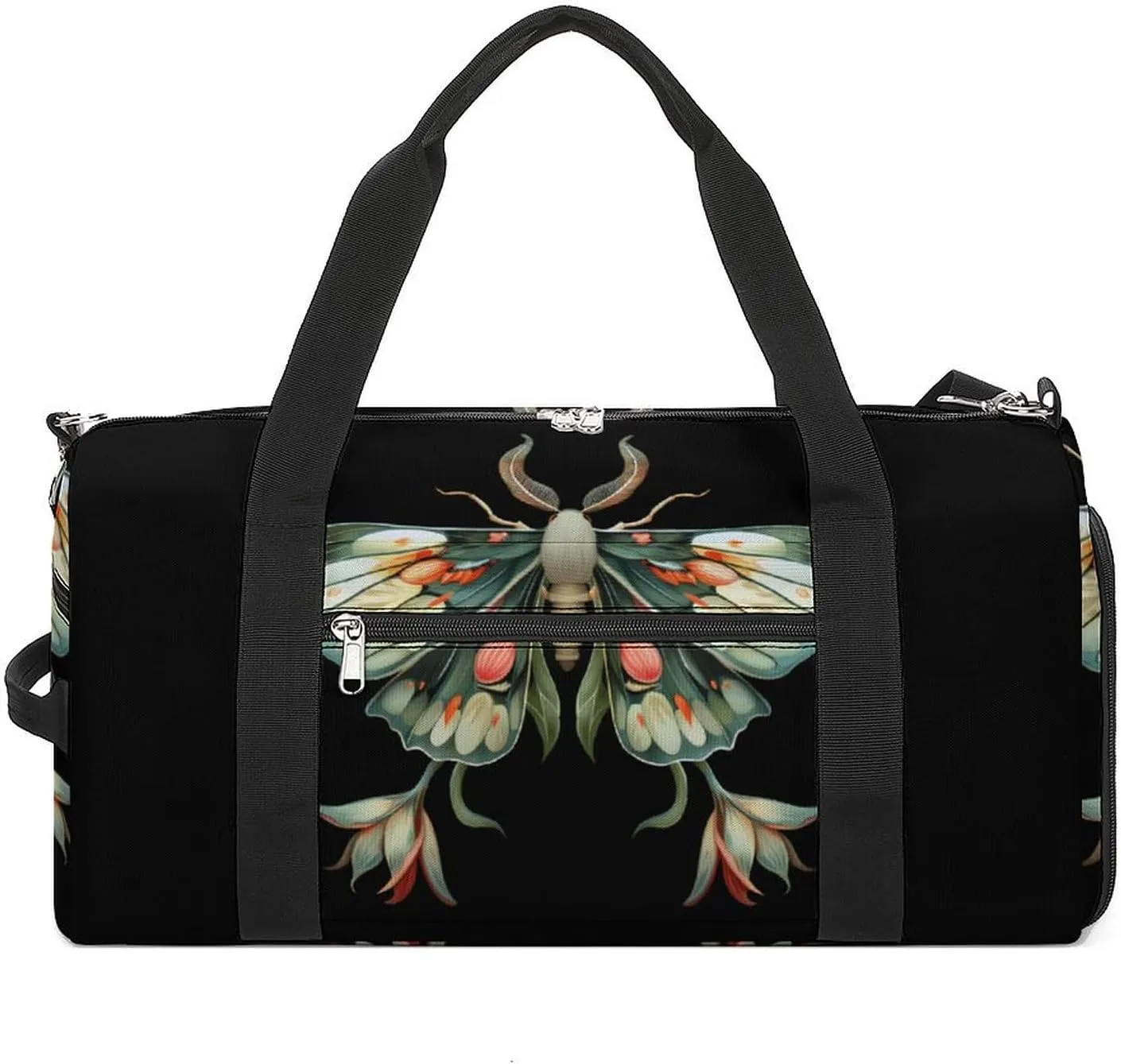 Cute Moth Beautiful Butterfly Insect Sports Gym Bag Lightweight Travel Duffle Bag Carry on Weekender Bags for Women Men