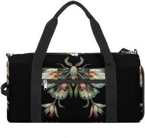 Cute Moth Beautiful Butterfly Insect Sports Gym Bag Lightweight Travel Duffle Bag Carry on Weekender Bags for Women Men