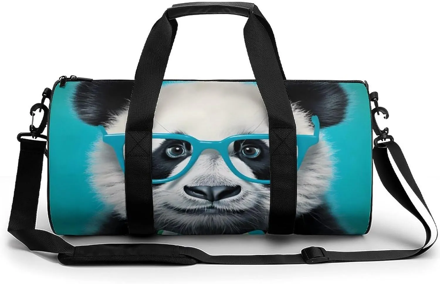 Cute Panda in Glasses Funny Gym Bag Travel Tote Bag Duffel Bag for Men Women Weekender Sports Vacation