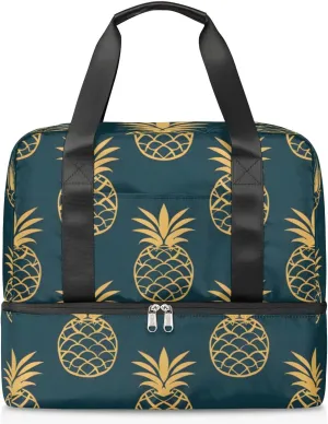 Cute Pineapples Print Travel Duffel Bag Dry Wet Separated Sports Tote Travel Duffle Bag Gym Workout Bag Women Travel Duffel Bag for Women, Travel, Gym, Work