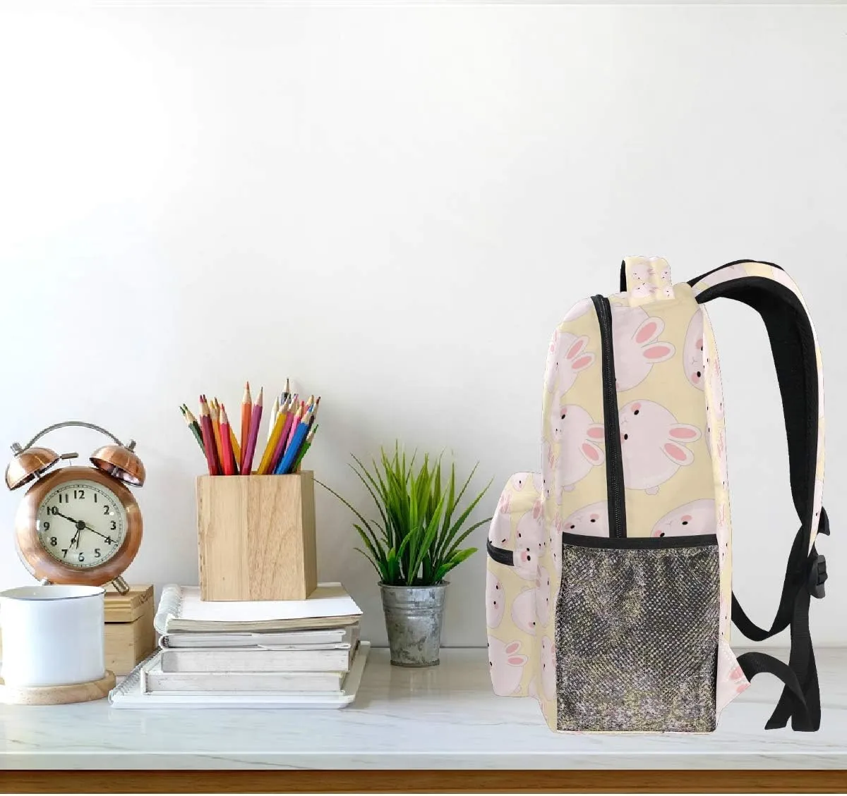 Cute Pink Bunny Backpacks Rabbit Animal Bookbags Daypack Travel School College Bag for Womens Girls Mens Boys Teens