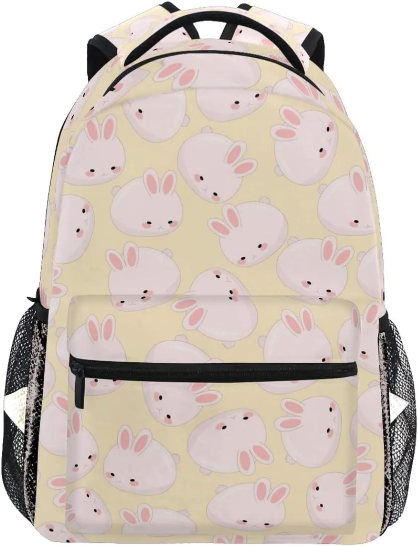 Cute Pink Bunny Backpacks Rabbit Animal Bookbags Daypack Travel School College Bag for Womens Girls Mens Boys Teens