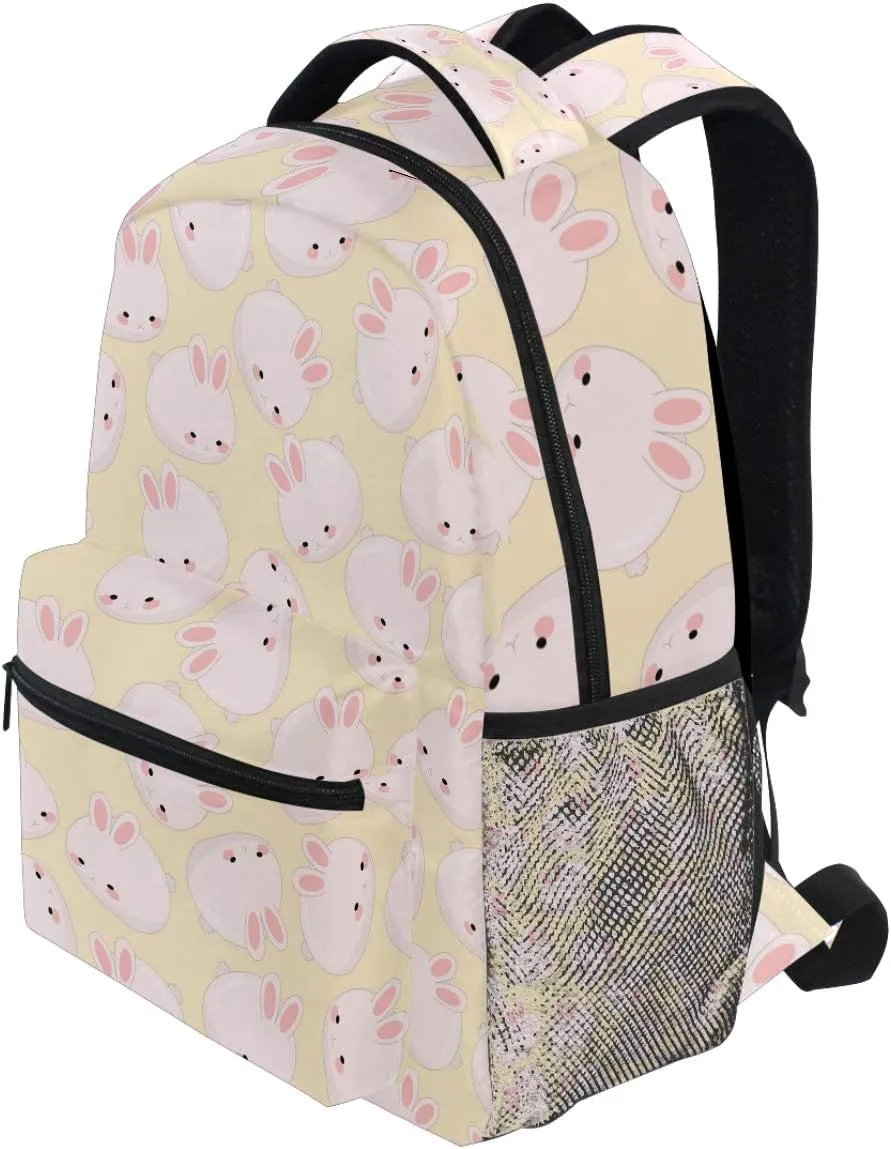 Cute Pink Bunny Backpacks Rabbit Animal Bookbags Daypack Travel School College Bag for Womens Girls Mens Boys Teens