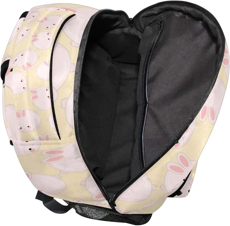 Cute Pink Bunny Backpacks Rabbit Animal Bookbags Daypack Travel School College Bag for Womens Girls Mens Boys Teens