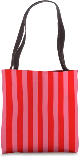 Cute Red and Pink Stripes Geometric Line Pink Red Pattern Tote Bag