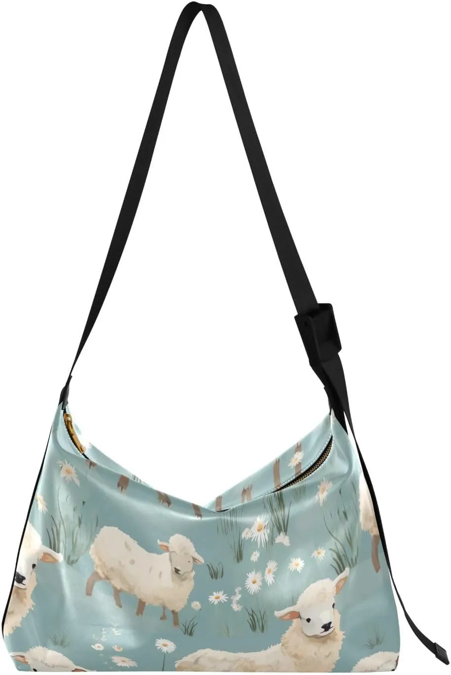 Cute Sheep Crossbody Bag for Women Men with Adjustable Strap PU Leather Shoulder Hobo Purse Bag 20852714