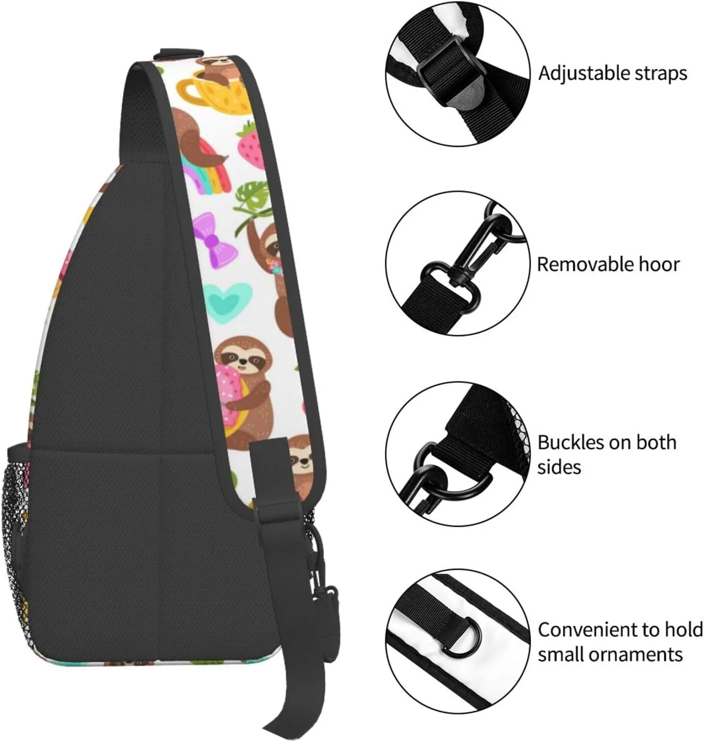 Cute Sloth Sling Backpack Chest Bag Crossbody Shoulder Bag Gym Cycling Travel Hiking Daypack For Men Women