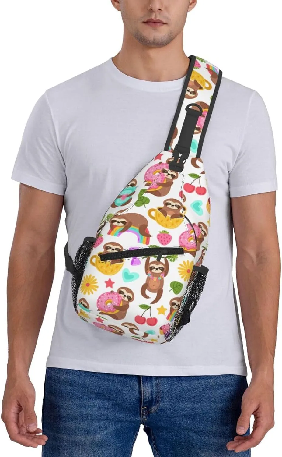 Cute Sloth Sling Backpack Chest Bag Crossbody Shoulder Bag Gym Cycling Travel Hiking Daypack For Men Women