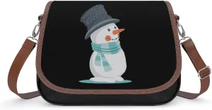 Cute Snowman Crossbody Bag Anti-Theft Side Shoulder Bags Adjustable Leather Messenger Bag Unisex