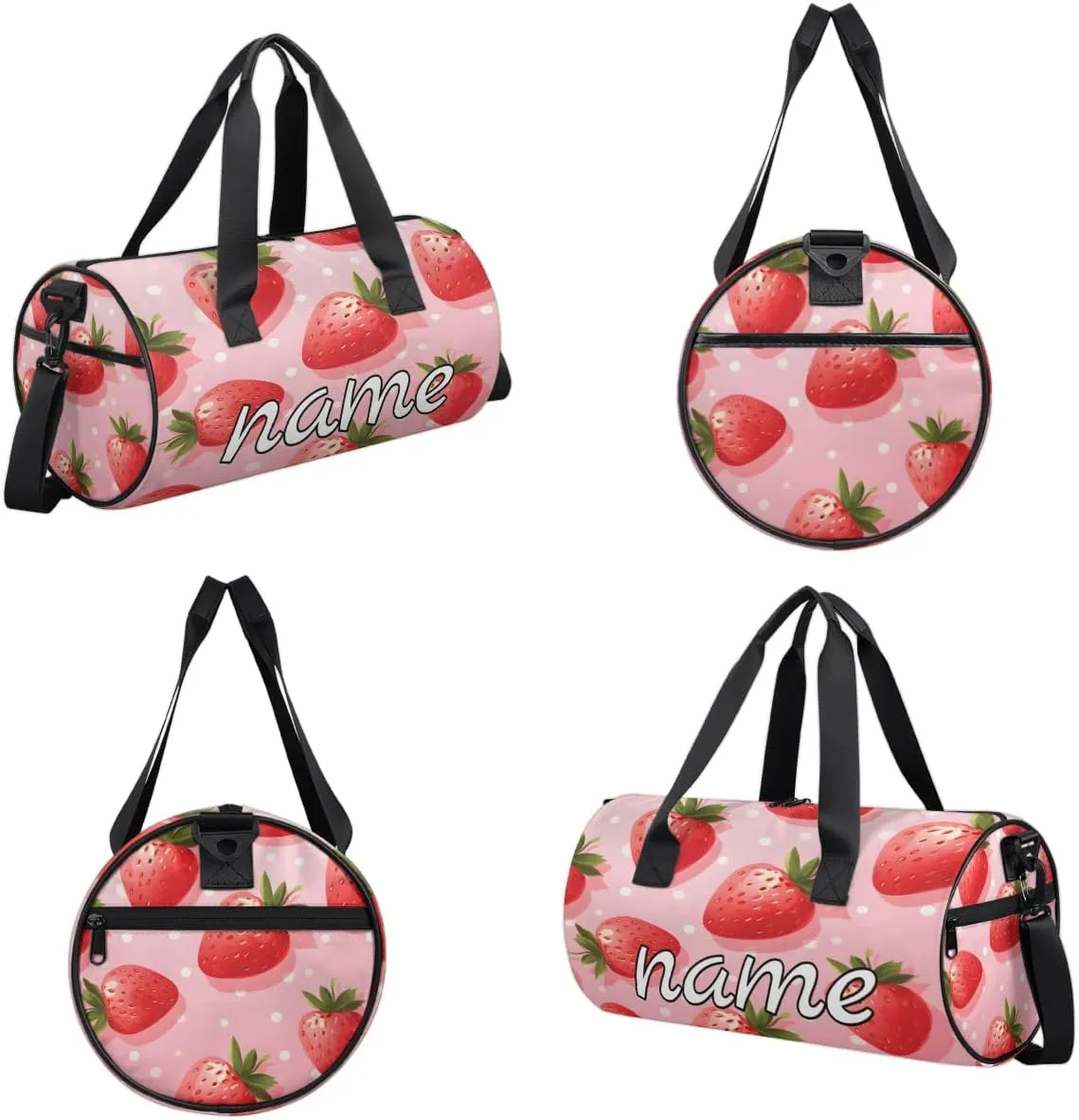 Cute Strawberry Personalized Dance Bags, Cute Strawberry Custom Sport Duffel Bag Travel Duffle Bag Overnight Weekender Bag