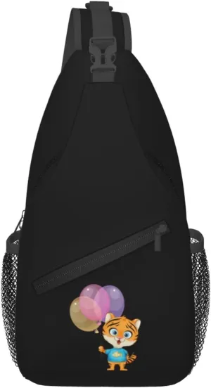 Cute Tiger Holding A Balloon Crossbody Bags For Women Men Chest Backpack Gym Shoulder Bag Travel Outdoor Sports Casual Crossbody Bags