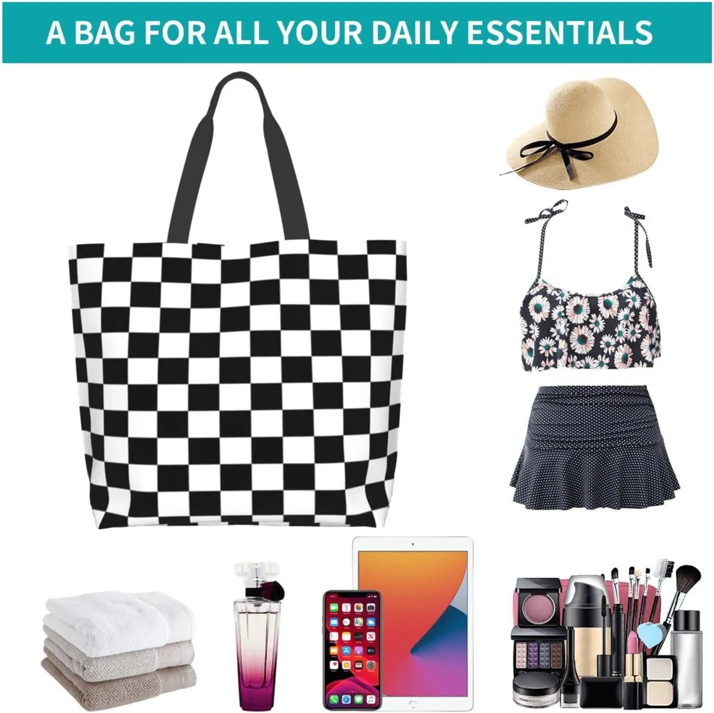 Cute Tote Bag Beach Canvas Bag Travel Reusable Grocery Shopping Bag Tote for Women Men