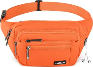 CXWMZY Fanny Packs For Women & Men Waist Pack Hip Bum Bag with Multi-Pockets Large Capacity Waterproof Casual Bum Bag for Disney Traveling Casual Cycling Running Hiking (Orange)
