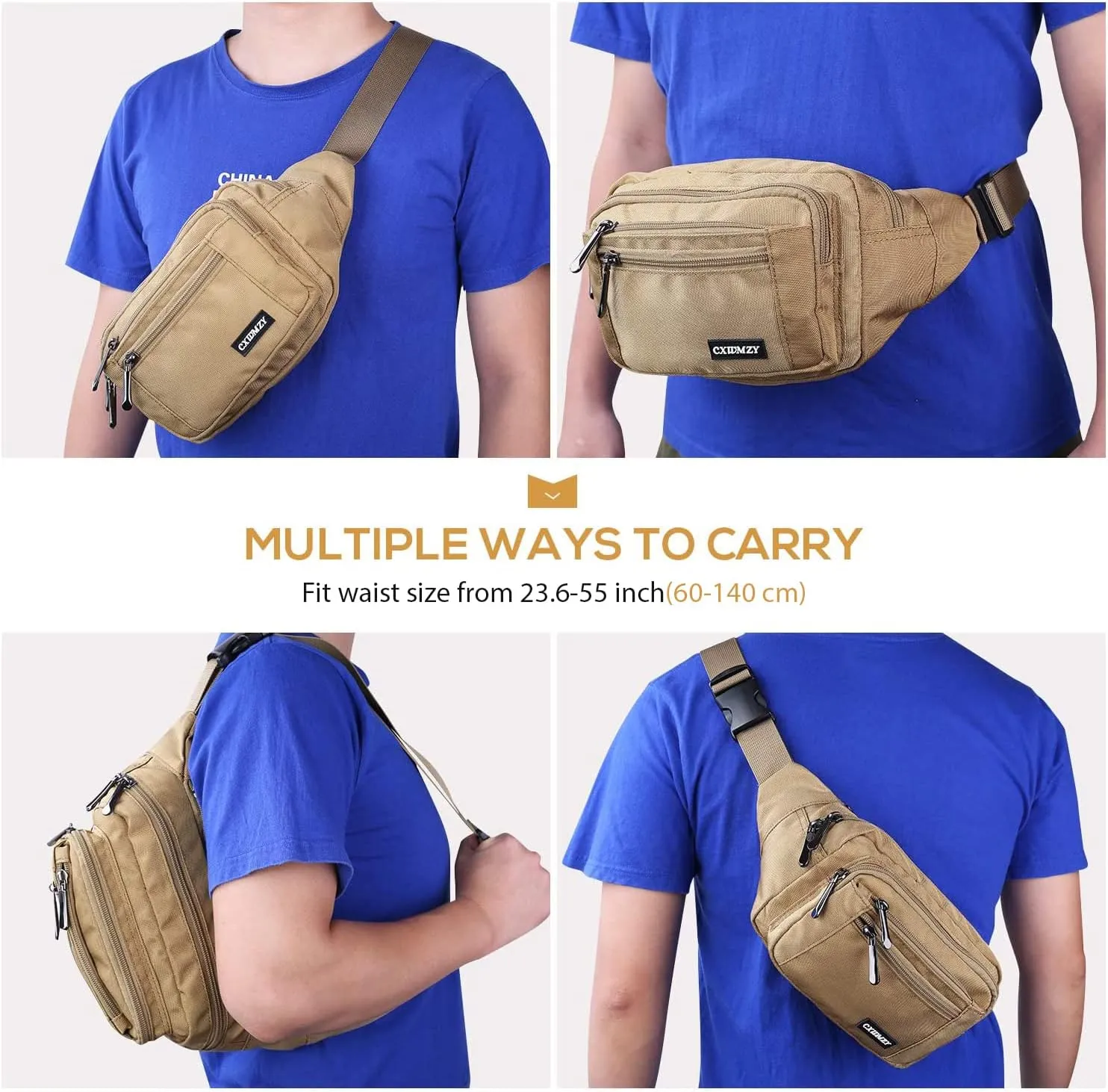CXWMZY Fanny Packs For Women & Men Waist Pack Hip Bum Bag with Multi-Pockets Large Capacity Waterproof Casual Bum Bag for Disney Traveling Casual Cycling Running Hiking