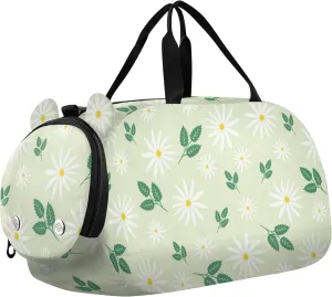 Daisy Floral Girl's Gym Duffel Bag with Shoes Compartment Multifunctional Kids Overnight Duffel Bag for School Practice, Sports, Travel