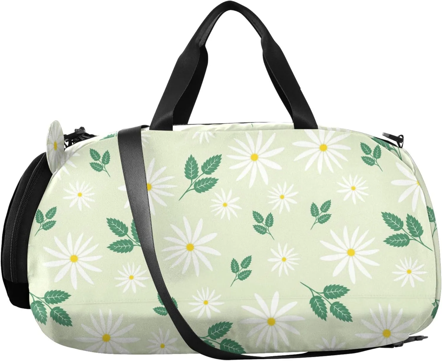 Daisy Floral Girl's Gym Duffel Bag with Shoes Compartment Multifunctional Kids Overnight Duffel Bag for School Practice, Sports, Travel