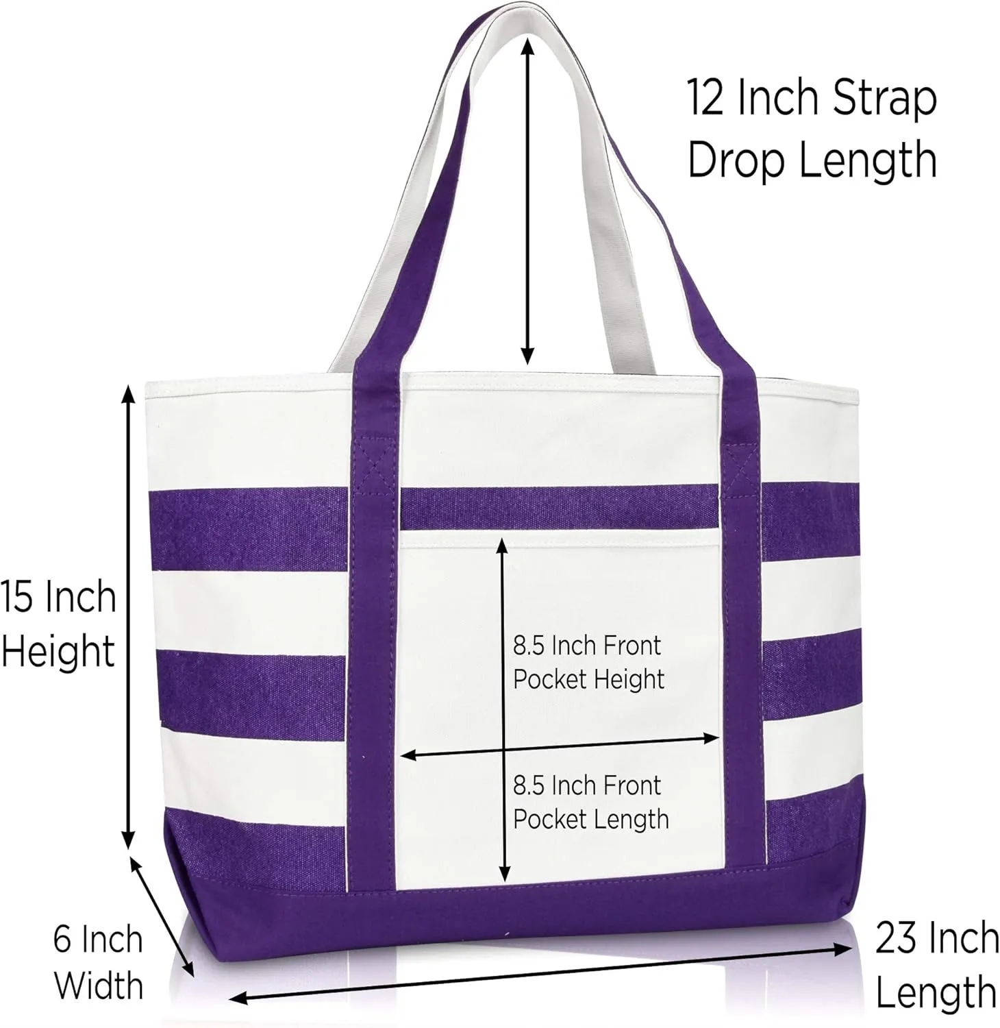 DALIX Flamingo Striped Canvas Tote Bag Premium Cotton