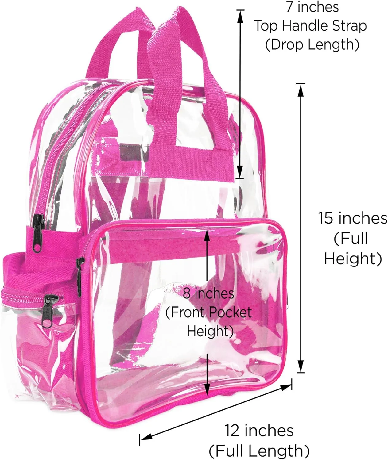 DALIX Wholesale Clear Backpacks Small Book Bags 50 Pc (Hot Pink)