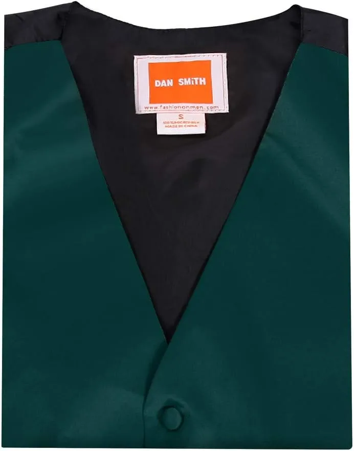 Dan Smith Men's Fashion Design Plain Microfiber Waistcoat For Urban Matching Tie With Bags