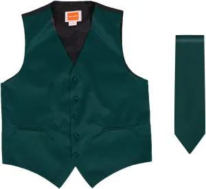Dan Smith Men's Fashion Design Plain Microfiber Waistcoat For Urban Matching Tie With Bags