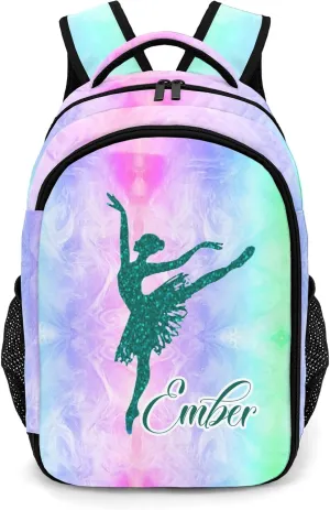 Dance Ballerina Green Laptop Bag Daypack Custom Backpack School Multifunctional Laptop Bag for Travel Camping Gift
