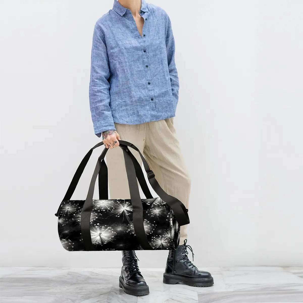 Dandelion Floral Travel Duffle Bag Gym Bag for Women Men Lightweight Carry on Duffel Bag for Sports Gyms Weekend Getaway