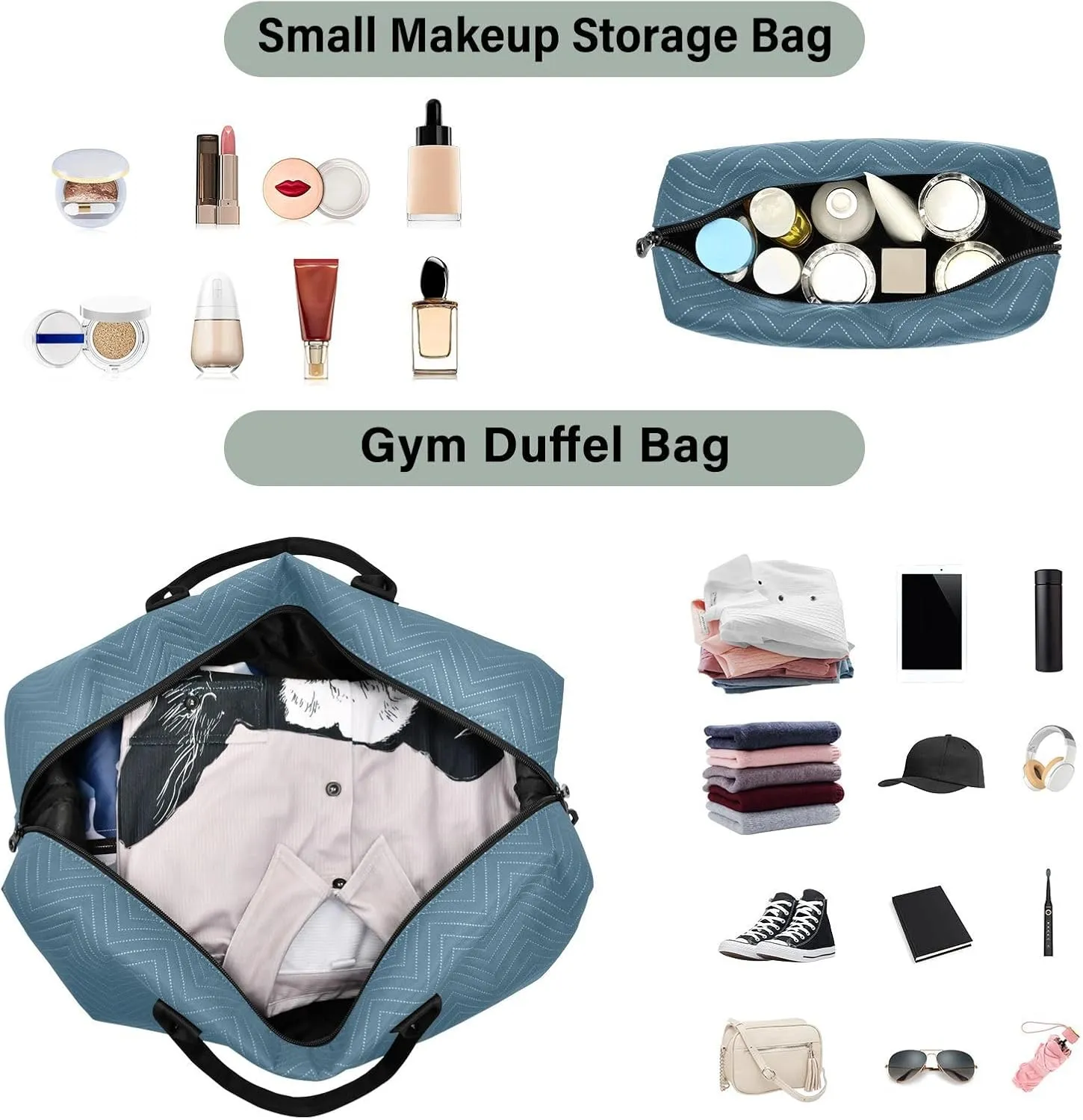 Dark Blue Travel Duffel Bag with Toiletry Bag Weekender Bag for Carry on Sports Gym Bag for Weekend Travel Gym