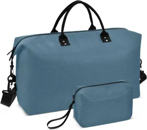 Dark Blue Travel Duffel Bag with Toiletry Bag Weekender Bag for Carry on Sports Gym Bag for Weekend Travel Gym