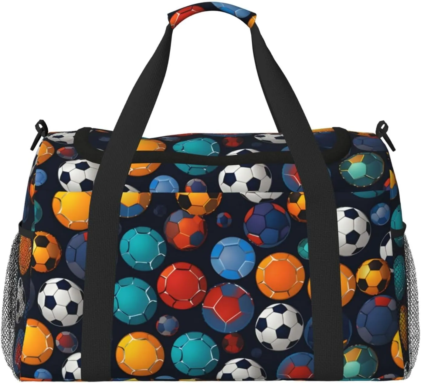 Dark Football Ball Duffle Bag Foldable Travel Tote Bag Carry On Large Weekender Overnight Bags Waterproof Gym Bag For Women Men