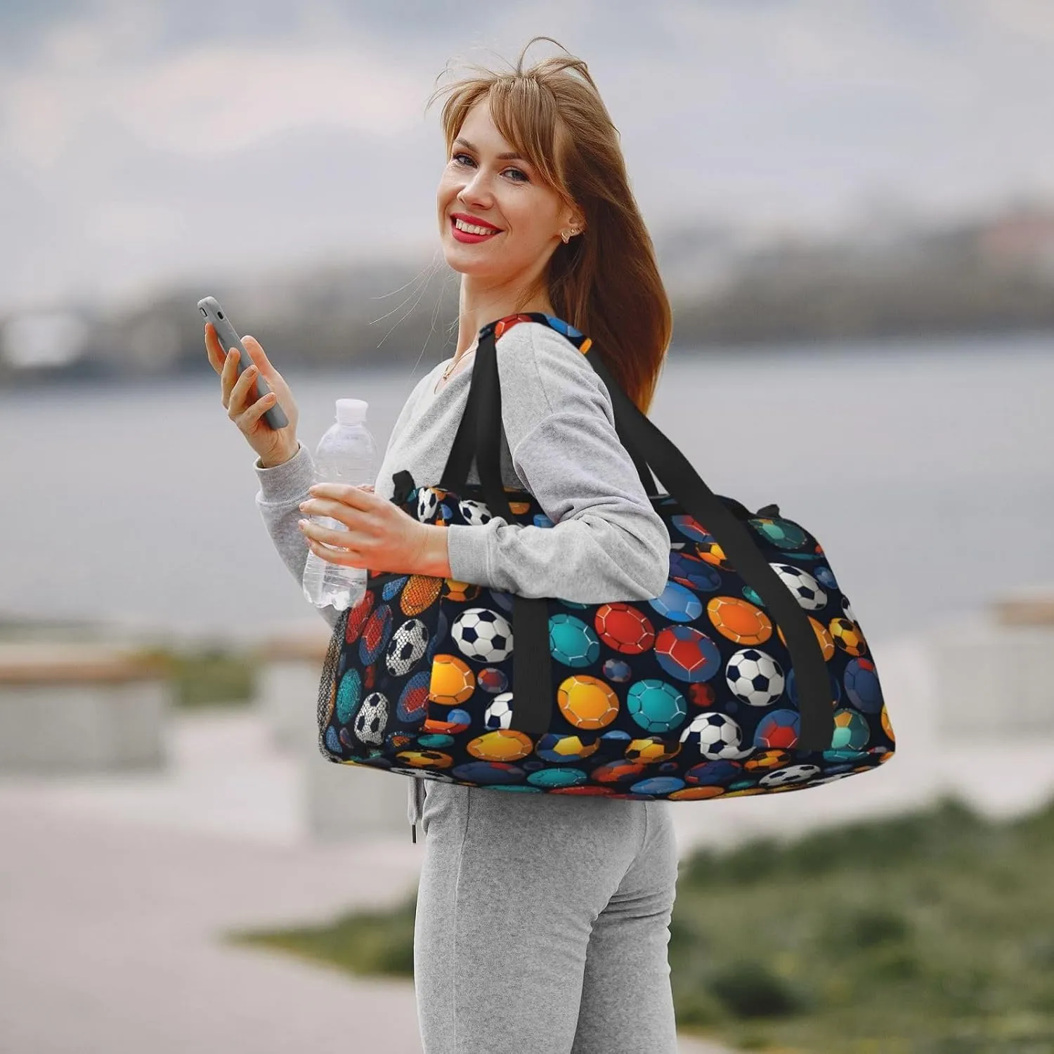 Dark Football Ball Duffle Bag Foldable Travel Tote Bag Carry On Large Weekender Overnight Bags Waterproof Gym Bag For Women Men