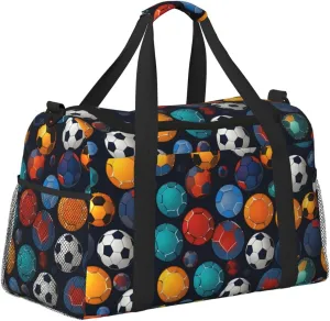 Dark Football Ball Duffle Bag Foldable Travel Tote Bag Carry On Large Weekender Overnight Bags Waterproof Gym Bag For Women Men