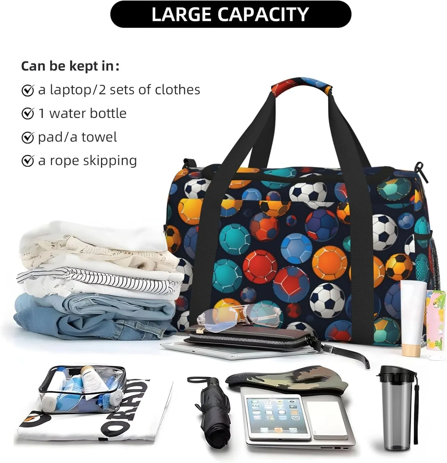 Dark Football Ball Duffle Bag Foldable Travel Tote Bag Carry On Large Weekender Overnight Bags Waterproof Gym Bag For Women Men