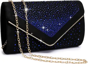 Dasein Women Rhinestone Evening Bag Faux Suede Clutch Formal Party Sparkly Purses Cocktail Wedding Handbag